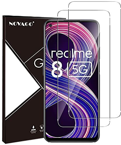 NOVAGO Compatible avec Realme 8 5G/Realme Narzo 30 4G/Narzo 30 5G -Pack de 2 Films Protection écran en Verre trempé Solide 9H (Transparent), ne Couvre Pas la totalité de l'écran