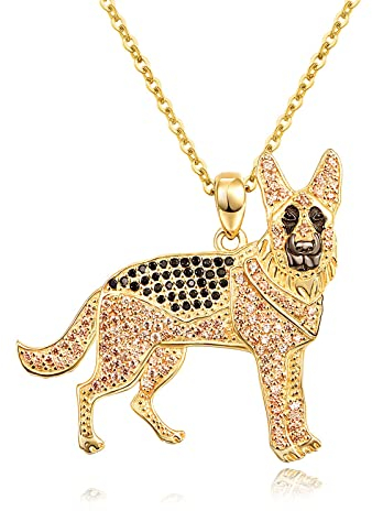 TANGPOET Deutscher Schäferhund Geschenke für Deutscher Schäferhund Liebhaber Sterling Silber Deutscher Schäferhund Kette Hund Anhänger Schmuck Deutscher Schäferhund Geschenke für Damen Mädchen