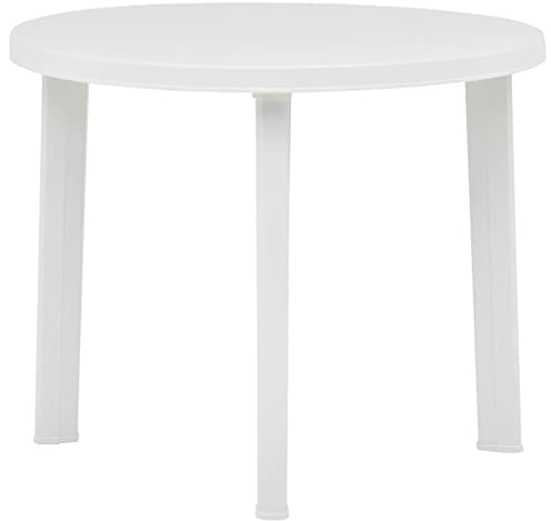 puraday Gartentisch Weiß 89 cm Kunststoff Esstisch Rund Balkontisch