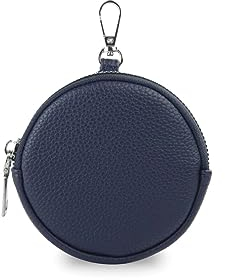 stylx Fashion You Want Damen Münzbörse aus echtes Leder, kleine Geldbörse mit Reißverschluss, Mini Portemonnaie Coin Pocket für Frauen Mädchen Kinder (dunkelblau)