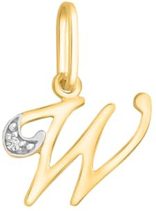 Rodium - Goldene Anhänger, Buchstabe W mit Zirkonen, 14 Karat Gold/ 585er Feingehalt, Charms für Halskette oder Ketten Armband, Idealer Goldener Schmuck für Damen, Kettenanhänger für Goldschmuck