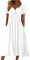 WVONIF Robe de Plage Femme Ete Courte Col V Robe Droite Fluide Manches 3/4 Robe Mi Longue Chemise Tunique Bohème A-Line Robe Volant Sexy Chic Rétro Robe de Plage Cocktail Robe de Mariée Grande Taille