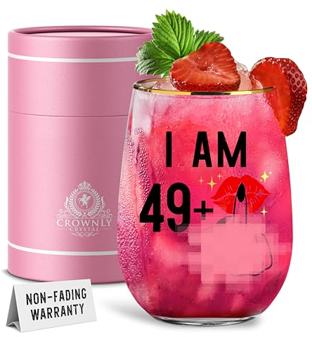 CROWNLY CRYSTAL® Regali Compleanno 50 Anni Donna Bicchieri Spritz Personalizzata Idea Regalo Anniversario Per Lei Regali Divertenti Regalo Nonna Regalo Amica Compleanno Regali Donna Originali E Utili