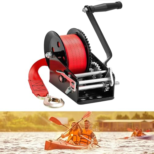 Treuil Manuel,Treuils manuels,Treuil à Main 1587kg/3500LB, Treuil à Corde Bidirectionnel Portable,10M/33FT Rouge Polyester Cordon Treuil,pour Atelier,Treuil pour Bateau