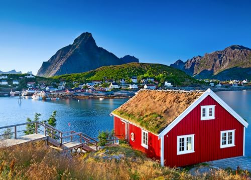 HUADADA Puzzle 1000 Teile für Erwachsene und Kinder, Impossible Game, Puzzles-Geschenk, Clevere Rätsel, Puzzles Farbenfrohes, Puzzle mit Norwegen Lofoten-Motiv
