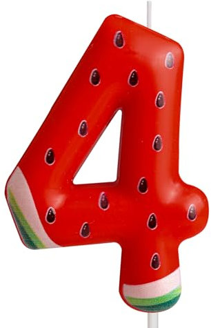 Cxryrzhe 4th Birthday Candles Number 4 Red Watermelon Birthday Party Watermelon Theme for Baby Girl Boy Birthday Cake Topper Graduation Celebration Anniversary Wedding Dessert Fruit Party Decorations