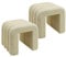 Rebecca Mobili Set 2 Poufs Modernes, Repose-Pieds Bas, Beige, Tissu Polyester MDF, Rembourré, Design Original, pour Chambre Salon - Dimensions HxLxP: 40 x 38 x 40 cm - Art. RE7061