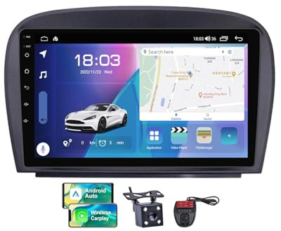 Android 13 Autoradio für Mercedes Benz SL R230 SL350 2001-2007 9 Zoll Touch Display Auto Radio Player mit Carplay Android Auto/DSP/4G WiFi/FM RDS DAB+/BT 5.0 Freisprecheinrichtung(NF-7)