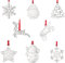 Set of 8 Silver Snowflake Metal Christmas Tree Ornaments - Deer, Snowman, Star Hanging Decorations (8 Styles)