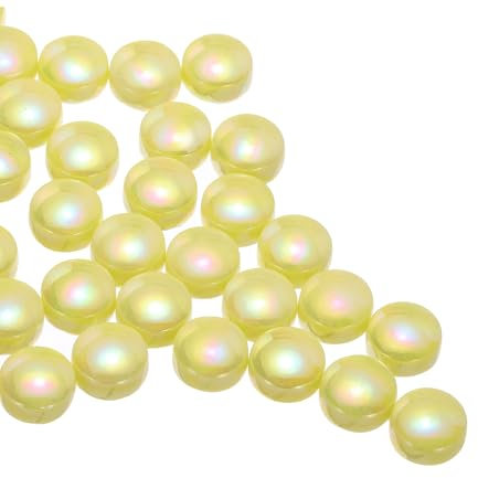 sourcing map Ceramics Beads,70pcs Flat Ceramics Gemstone Yellow Iridescent 0.24lbs (0.47-0.87) Ceramics Marbles Pebbles for Vase Fillers Aquarium Decor DIY Craft