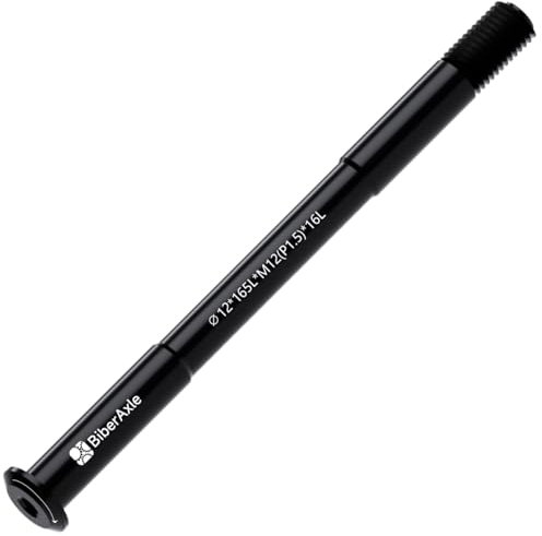 BiberAxle 12mm Steckachsen für Fahrradgabeln und Hinterer Fahrradrahmen, Mountainbike und Rennräder Aluminiumlegierung Naben Adapterachse (Gewindesteigung: 1.5 mm/Länge: 165mm)