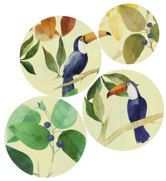Platos decorativos de pared Panama - Set 4 Pzs, en porcelana, verde