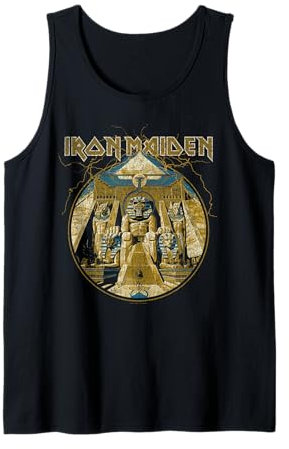 Iron Maiden - Lightning Circle Gold Black Tank Top