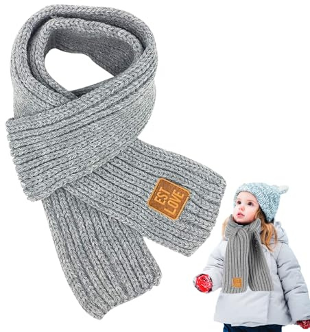 LXYYDS Sciarpa per Bambini, Bambini Sciarpe Autunno, Unisex per Ragazzi Sciarpe per Collo, Sciarpa Invernale per Bambini, Sciarpa Calda per Bambini, Ragazzi Ragazze 2-10 anni (Gray)