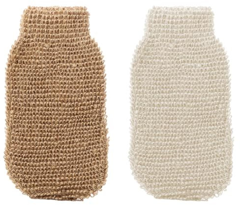 SGERUFZ 2 Pcs Gant exfoliant en jute Gommage corps naturel Convient à tous les types de peaux