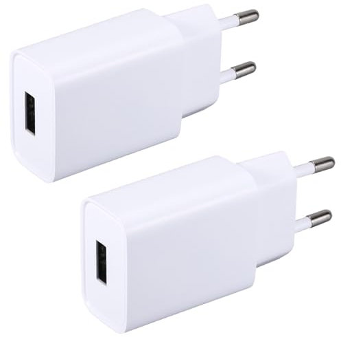 Confezione da 2 alimentatore USB 5 V 2 A USB caricabatterie spina di alimentazione per cellulare, monitor, cuffie, lampada da tavolo, lettore e-book, tablet per bambini