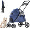 Joyfultails Hundewagen Faltbarer Hundebuggy Hundebox Transporttasche bis 15 Kg Haustier Buggy mit Netzfenstern Haustier Transportwagen Hunde Jogger Buggy Katzen Wagen(Blau)