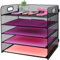 ideallife Briefablage mit 5 Ebenen, mit Griff, Metallgitter, Schreibtisch-Organizer mit verschiebbaren Ablagen, Papiersortierer, Schreibtisch-Organizer für Zuhause, Büro, Schule, Schwarz