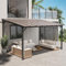 Amopatio Terrassenüberdachung Borneo 4.2 x 3 m mit stabilem Stahlrahmen und UV-Polycarbonat Dach Terrassendach für Decks, Patio, Hinterhof ca. 8x8cm Profil,Champagner