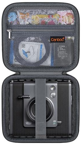 Canboc Carrying Case for Fujifilm INSTAX Wide EVO 2-in-1 Instant Film Camera and Printer, Zipper Mesh Bag fits Photo Paper and Cable, Black(Case Only)