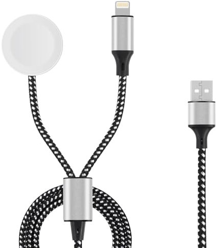 ELUTENG 2-in-1 Ladekabel für Apple Watch und iPhone, 1.2M USB C ladegerät Magnetisches Wireless Ladestation für iWatch Serie 11/10/9/8/7/6/SE/5/4/3/Ultra/iPhone 14/13/12/11