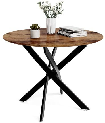GOLDFAN Table en Bois Salle à Manger, Table Ronde de Cuisine pour 4 Personnes 80 cm