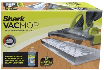 Shark Disposable Hard Floor Vacuum and Mop Pad VACMOP Refill 16 Pack, White 1304HK200UK