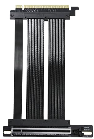 GIGA-MEGA PCIe X16 GEN5 Right Angle Riser Cable PCIe 4.0 and 5.0 with GPU Vertical Mount Bracket for RTX4090,RTX5090D, RX7900XT, RX9070 ATX (16CM GEN5 Black)
