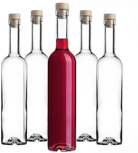 KADAX Lot de 50 Bouteilles en Verre 500ml – Bouteilles vides à Bouchon en liège pour liqueurs, schnaps & Condiments