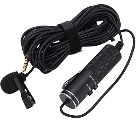 Denash Lavalier -Kondensator -Lapel Mikrofon für DSLR Camcorder Wieder Aufliefbar 6m Audio Omnidirectional Mic für Interviews, Konferenzen, Videos