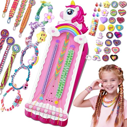 Unicorn Friendship Bracelet Making Kit for Girls Gifts Toys, Arts and Crafts Kit for Kids Age 6-12, Fun Pre-Cut Threads & Built-in Clip Weaving Styles, Xmas Birthday Girls Gift Ages 6 7 8 9 10 11 12