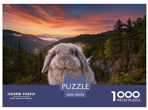 1000 Piece Lop Rabbit Jigsaw Puzzle for Adults - Family-Friendly Brain Game, Mountains Jigsaws, Home Decoration Unique Gift 70x50cm/1000pcs