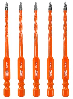 BGTEC Carbide Masonry Drill Bit Set 5PCS 3MM Tile Drill Bit for Concrete | Serrated Tungsten Carbide Tip, Designed for Concrete Brick Masonry Glass and Tile, 1/4 Quick-Fit Hex Shank