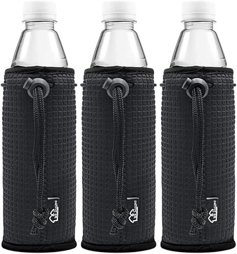 WKieason 16-18oz Neoprene Water Bottle Sleeves Insulators Beverage Bottle Can Sleeves Covers Beer Bottle Sleeves Coolers Holder Non-Slip Neoprene Drink Coolier Sleeves 3PC Pack (Blackx3)