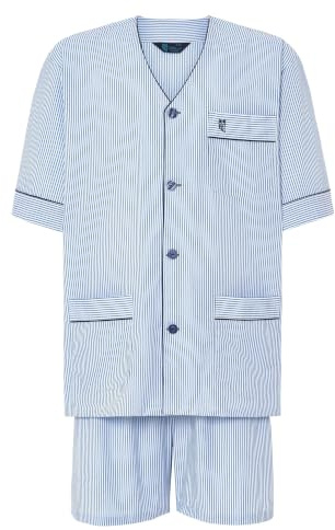El Búho Nocturno Pyjama Homme Été Court Judo Popeline à Rayures Pyjamas pour Hommes, 100% Coton, Bleu 4549, XL