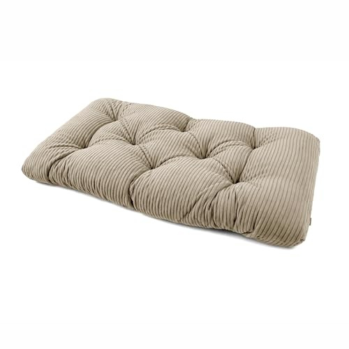 POKAR Palettenkissen Sitzkissen 120x60x12 cm aus Cordstoff | Gestepptes Sitzpolster für Europalettenmöbel | Loungekissen für Palettensofa und Gartenmöbel | Oeko-TEX | Made in EU | Beige