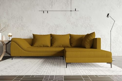 99rooms Loni Ecksofa Gold Ottomane Rechts