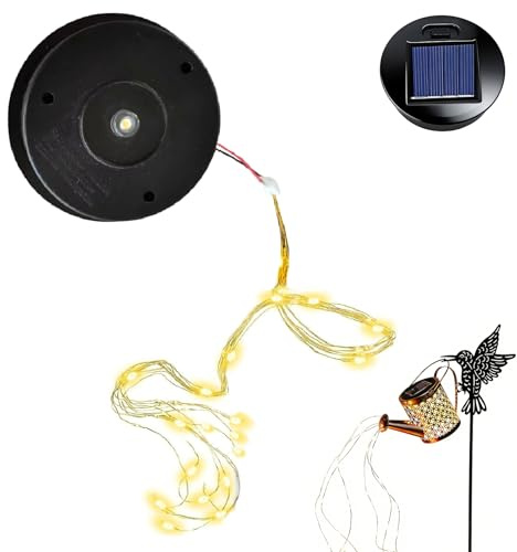 1 Stück Solarleuchten Ersatzteile 8,5CM,Solarleuchten Ersatz Top mit LED Lichterkette,IP44 Wasserdicht Ersatz Solarmodul für Solar Gießkanne Lichterkette,Solar Ersatzdeckel für Balkon Terrasse Garten