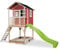 EXIT Toys Loft 700 Holzspielhaus für Draußen mit Sandkasten & Langer Rutsche - Wasserdichtes Gartenhaus für Kinder - Einfache Montage - 100% FSC Zedernholz - 391x190x269cm - Rot
