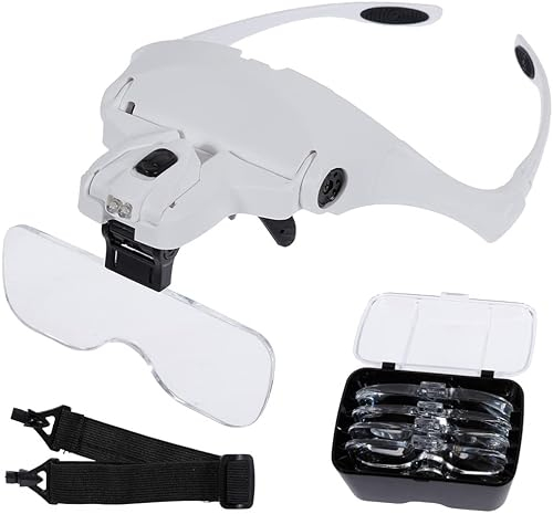 Lupa con Luz 2 Led - Anpro Lupas de Gran Aumento con Luz con 5 Lentes 1.0X, 1.5X, 2.0X, 2.5X, 3.5X Ajustable para Leer, Reparaciones, Coser, Joyería