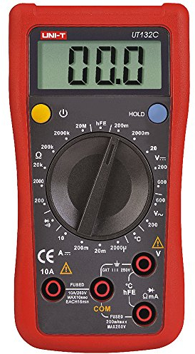 UNI-T 7720107 UT132 Series Palm Size Digital Multimeter, Red/Grey