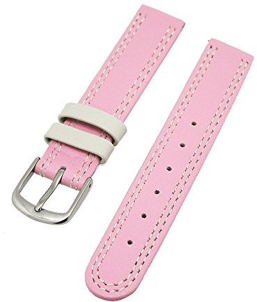 Uhrenarmband Kinder Kalbleder Hellpink mit Beiger Naht 14mm Dornschließe