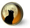 Broche chat noir en forme de lune – Bijou de chat noir – Profil de chat noir pleine lune
