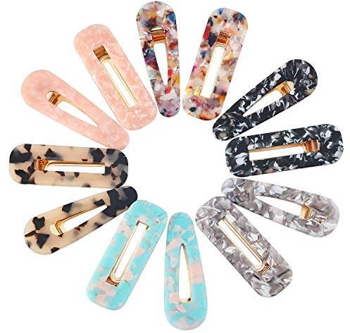12 Pièces Pinces à Cheveux en Résine Acrylique Clips à Cheveux d’Alligator Géométrique Barrettes Colorées en Acryliques pour Accessoires de Cheveux de Femmes Adolescentes