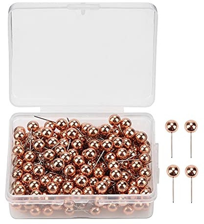 200 stücke Runde Kunststoff Kopf Tacks Pin Kennzeichnung Reißzwecken Pins für Cork Board Anschlagtafel Bulletin Board Stoff Kennzeichnung(Rose Gold)