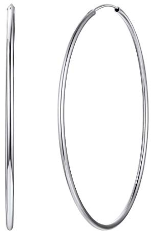 ChicSilver Grande Creoles Femme en Argent 925 Boucles d'Oreilles Grosse Anneaux Créole 70MM Clou d'Oreilles Doré Bijou Cadeau Fille
