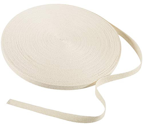 WILLBOND Cotton Twill Tape Ribbon 54.7 Yards Soft Natural Herringbone Webbing Roll Bias Binding Tape for DIY Crafts Sewing Knit(Beige,3/8 Inch Wide)