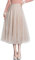 Damen Tüllrock Midi Faltenrock 78cm Länge Hoher Bund Schick Rock Elastisch Taille Drapiert Stoff, Aprikose