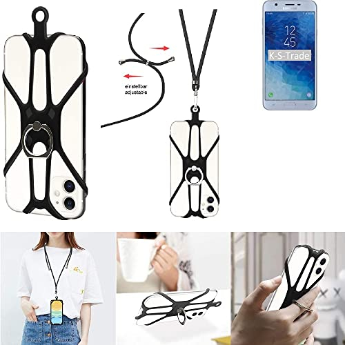 K-S-Trade Qualitativ & Innovativ 3in1 Handykette Handyband Handykordel Halsband Smartphone-Ring Handy-Ring Für Samsung Galaxy J7 Star