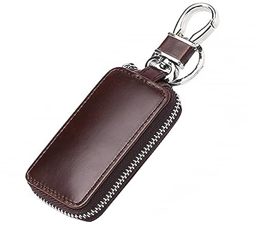 MiOYOOW Leder Autoschlüssel Tasche, Autoschlüssel Signal Abschirmbox, Auto Smart Keychain Münzhalter Auto Fernbedienung Schlüsselanhänger für Frauen und Männer, 8,5 × 2,4 cm